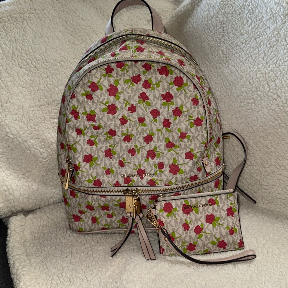 MK monogram with floral print & matching card wallet